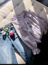 Women Vintage Ruffle Tie Latern Flare Sleeves Tops